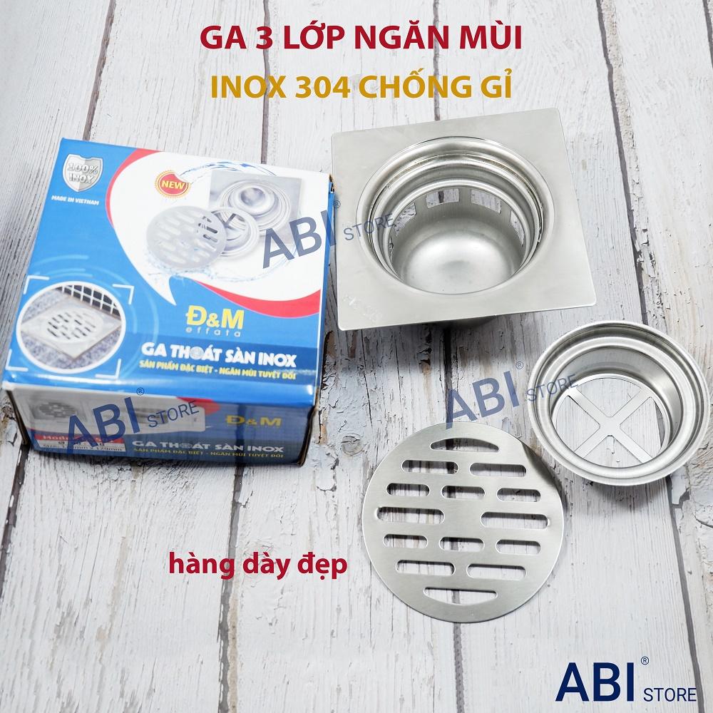 Ga thoát sàn inox 304 chống gỉ 3 lớp, phễu thu nước chống mùi nhà tắm cao cấp d76,d90,d110
