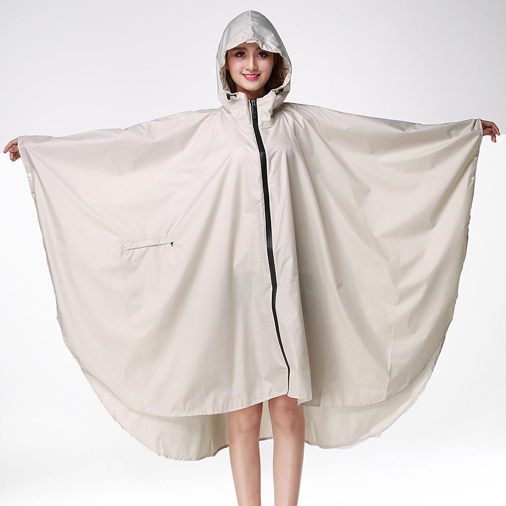 Women's Lightweight Waterproof Outdoor Raincoat Portable Poncho Beige