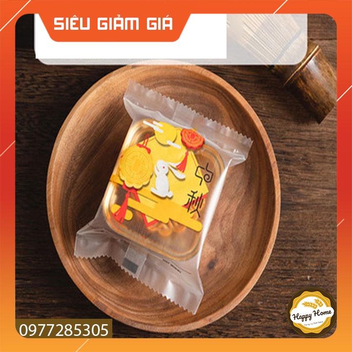 Túi đựng bánh trung thu hình thỏ ngắm trăng loại 50g 75g 100g set 50 túi
