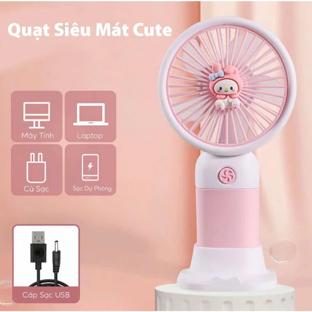 Quạt Mini Để Bàn, Quạt Tích Điện Sạc USB - Quạt Cầm Tay Tốc Độ, Điều Chỉnh Hướng Gió Xoay 360 Độ, Kiểu Dáng Sang Trọng , Không Gây Ồn, Pin Sạc - Giao Màu Ngẫu Nhiên - Hàng Nhập Khẩu
