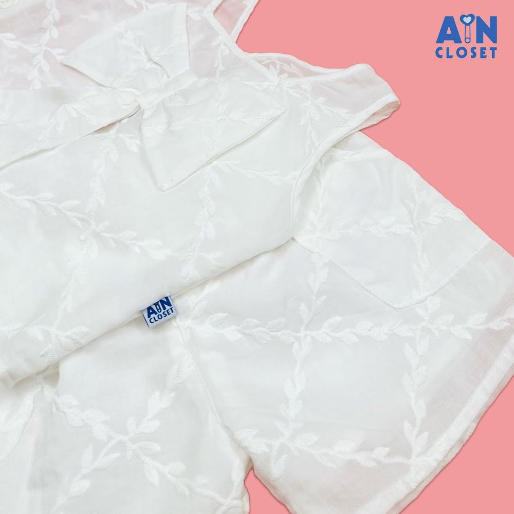 Bộ quần áo Ngắn bé gái họa tiết Lá Thêu Trắng Cotton - AICDBGVJ4UDF - AIN Closet