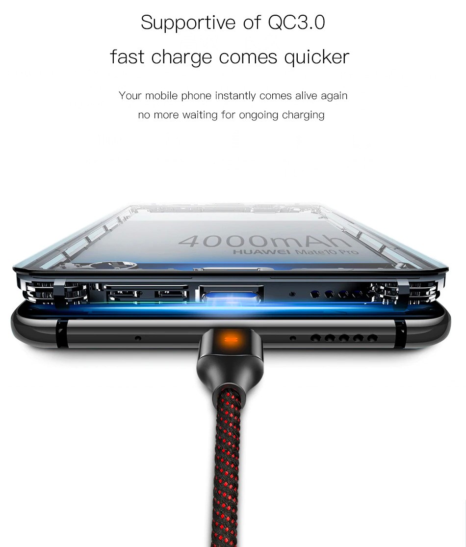 Cáp sạc nhanh & Sync Data Baseus X-Shaped Light Type C cho Samsung/ Oppo/ Xiaomi - Hàng Chính Hãng