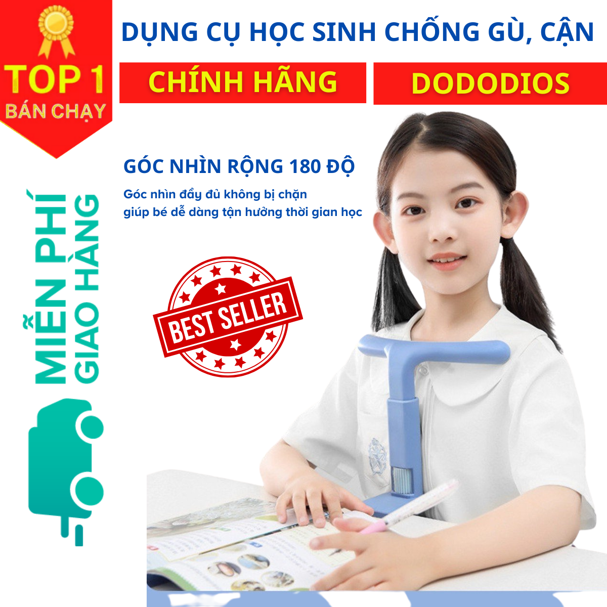 Giá đỡ chống cằm, chống cận thị, hạn chế gù lưng cho bé - Có nhiều nấc chiều cao để lựa chọn - Nhựa an toàn cho trẻ em - Hàng chính hãng dododios