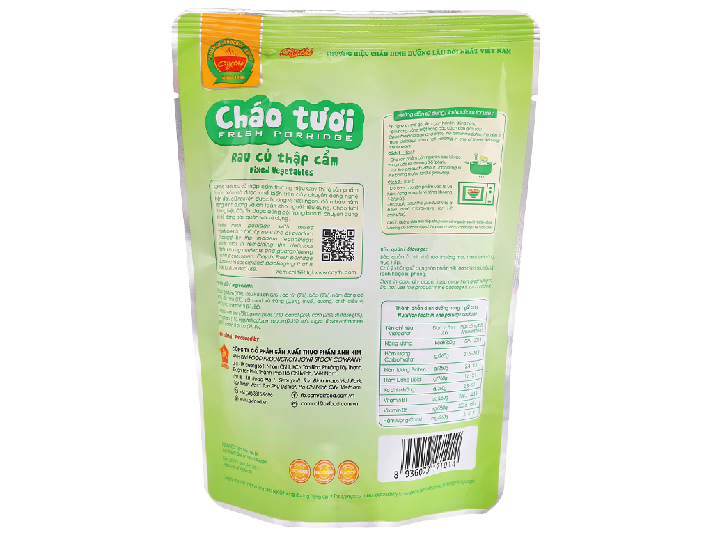 Cháo tươi rau củ thập cẩm Cây Thị gói 260g