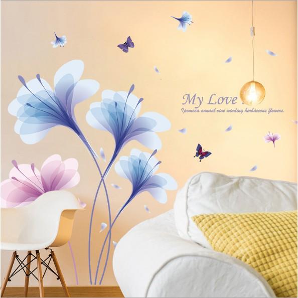 Decal trang trí Hoa Ly Thủy Tinh Xanh