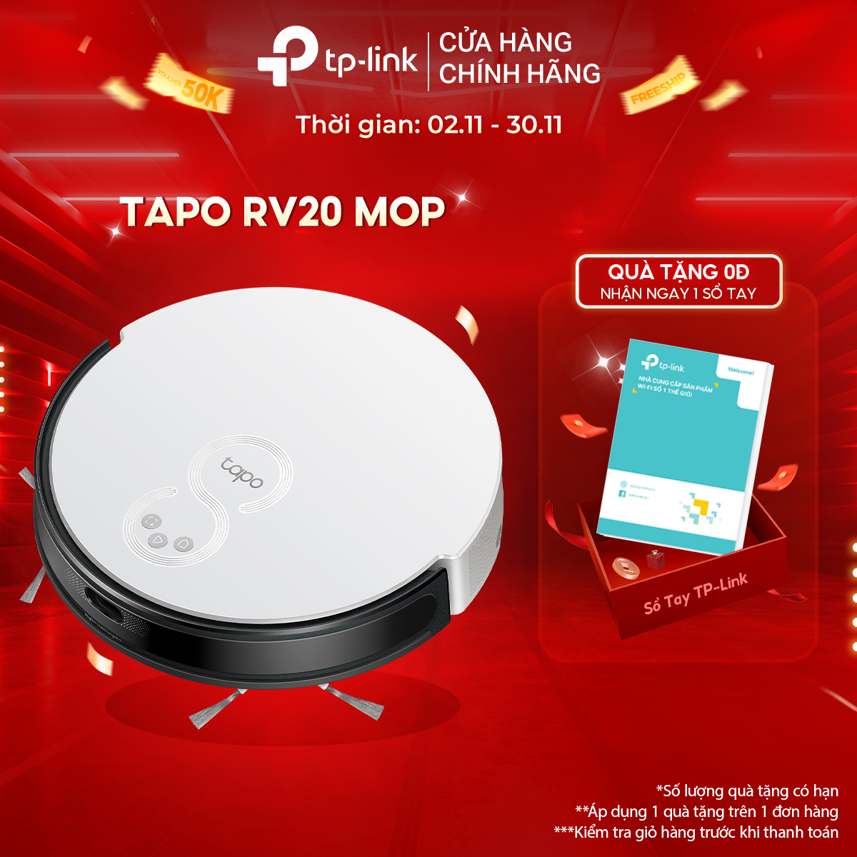 Robot Hút Bụi Và Lau Nhà TP-Link Tapo RV20 Mop / RV20 Mop Plus Điều Hướng LiDar MagSlim - Hàng Chính Hãng