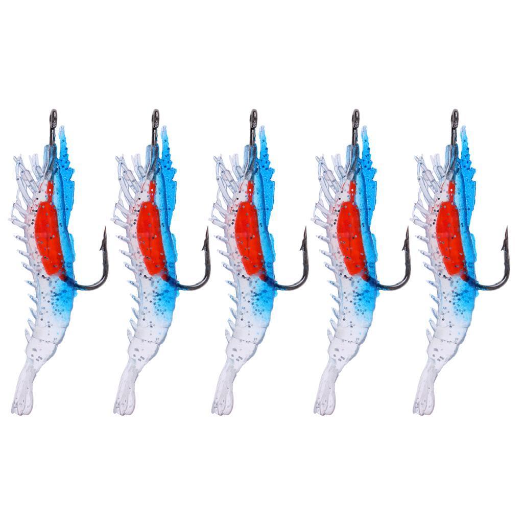 5Pcs Creative Shrimp Style Soft Prawn Sea Fishing Lure Simulation Hook Baits