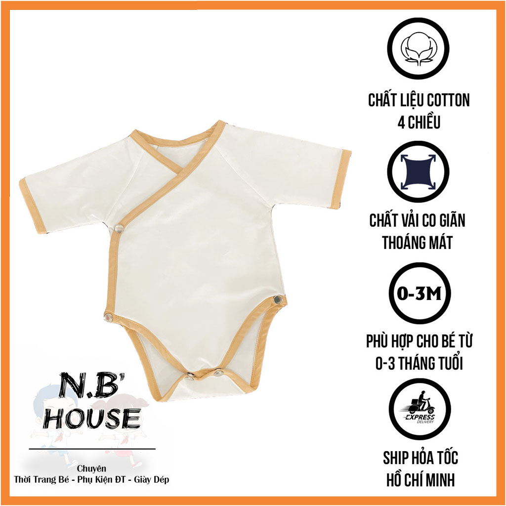 Bộ áo liền thân ngắn tay Bodysuit cho bé sơ sinh trai và gái - Chất vải cotton 4 chiều co giãn thoáng mát