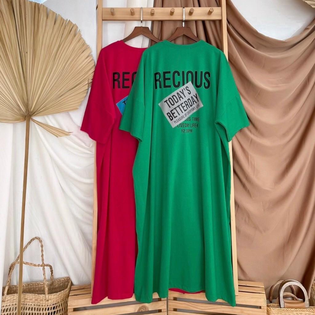 Đầm dáng suông/ Váy thun cổ tròn form rộng dáng dài chất liệu cotton co giãn 4 chiều
