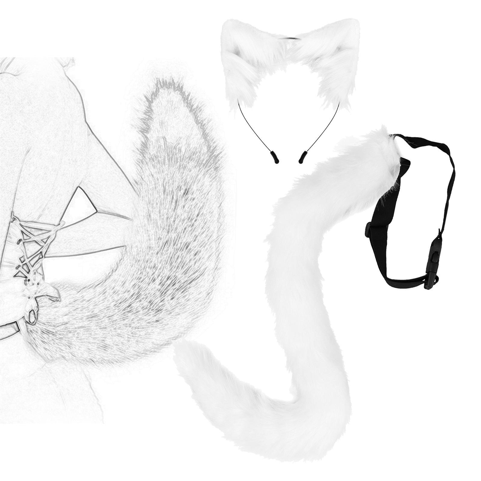 Faux  Ears and Tail Set Ear Headband Gift Animal Themed Parties Photo Props Animals Ears and Tail Cosplay Costume for Graduation Ceremony