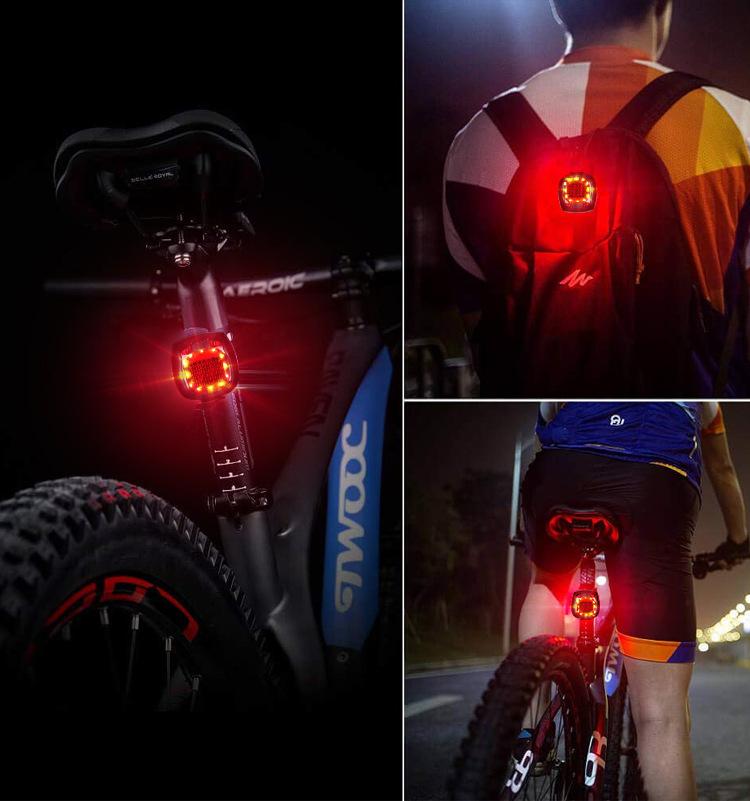 Đèn led gắn phía sau xe đạp MOSOWORLD có 5 chế độ tùy chỉnh cảnh báo an toàn có thể sạc lại