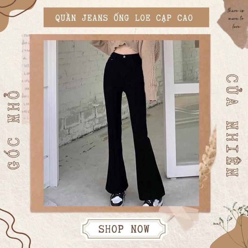 Quần Jeans Nữ Ống Loe Cạp Cao Cài Cúc Loại 1