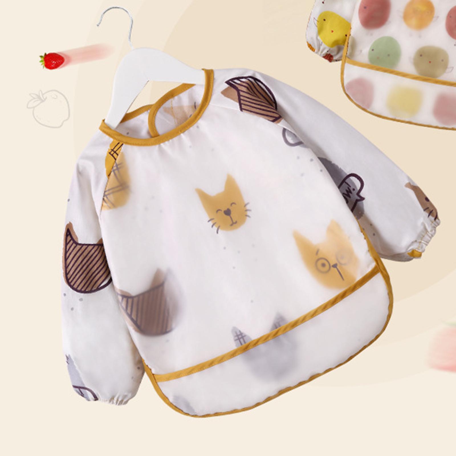 Waterproof Baby Bibs Infant Feeding Smock Sleeved Bib Comfortable Reusable Toddler for Baby Toddler Eating Feeding Weaning