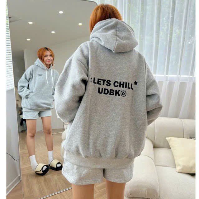 Áo hoodie nam nữ unisex nỉ bông dày dặn sweater fom rộng hàn quốc ulzzang In Chữ 2 Mặt LET CHILL