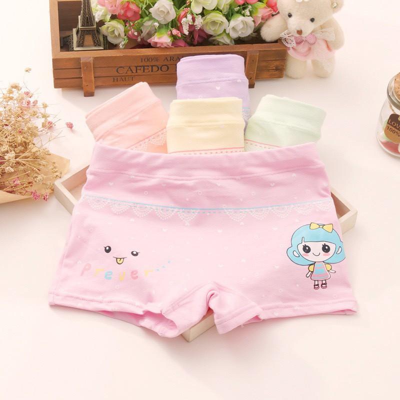 (QR027) Sét 4 Chiếc Quần Chíp Bé Gái Cotton Phối Ren -Hàng Quảng Châu Cao Cấp