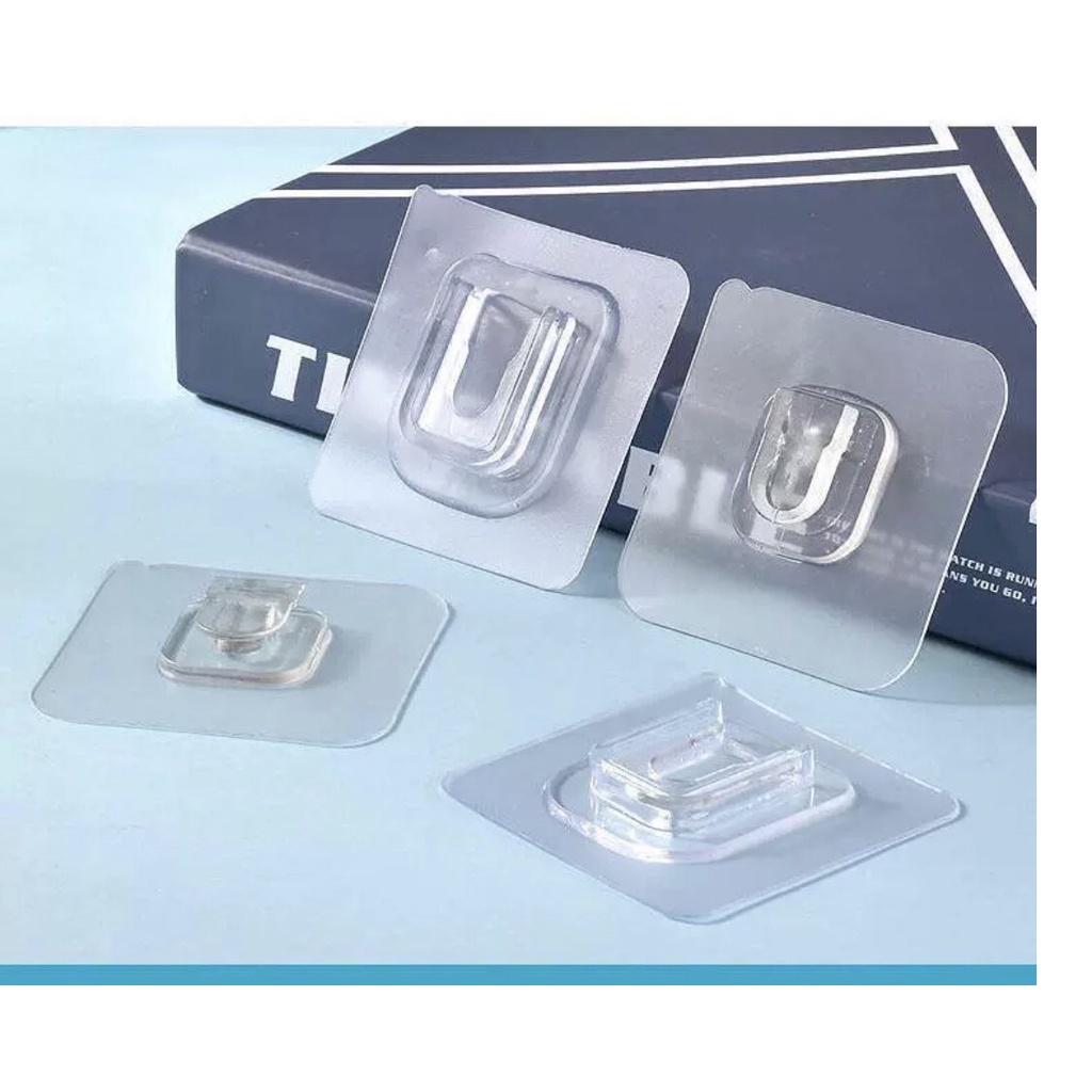 Miếng dán tường móc treo đồ dán gắn tường chữ U đa năng đỡ ổ cắm điện wifi tranh ảnh siêu dính chắc trong suốt