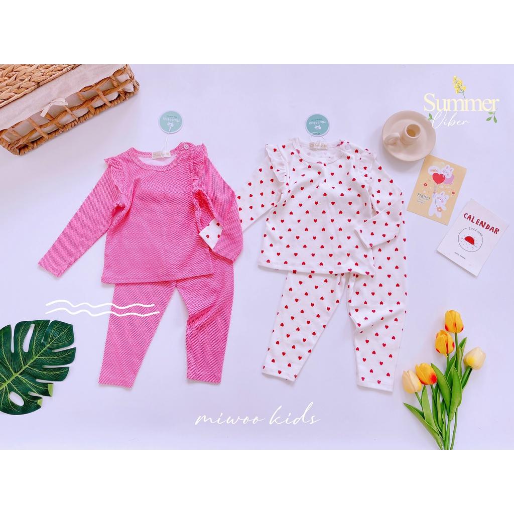 Bộ Dài Cotton Bozip Miwoo Kids Phối Cánh Tiên Vai Cho Bé Gái Size 7-20kg