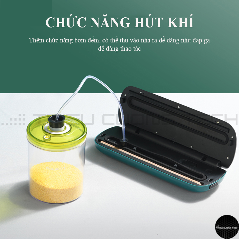 Máy Hút Chân Không Thực Phẩm Kiêm Niêm Phong Miệng Túi Cao Cấp-Chế Độ Hút Khô/Ướt/Thủ Công & Hút Chiết Xuất Không Khí Hộp Thực Phẩm Tặng Kèm Túi Hút. Hàng Chính Hãng