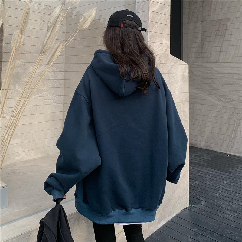 Áo hoodie nữ form rộng, Áo hoodie nữ form rộng nỉ dày có mũ unisex màu xám mặc nhà đi chơi đi học ulzzang hàn quốc