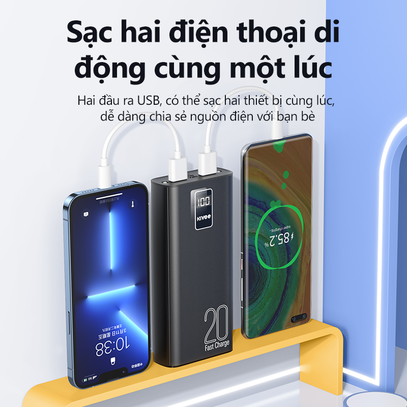 Sạc dự phòng 20000mAh BASIKE 10W Với đèn Pin Cho iP Huawei Samsung OPPO - Hàng chính hãng