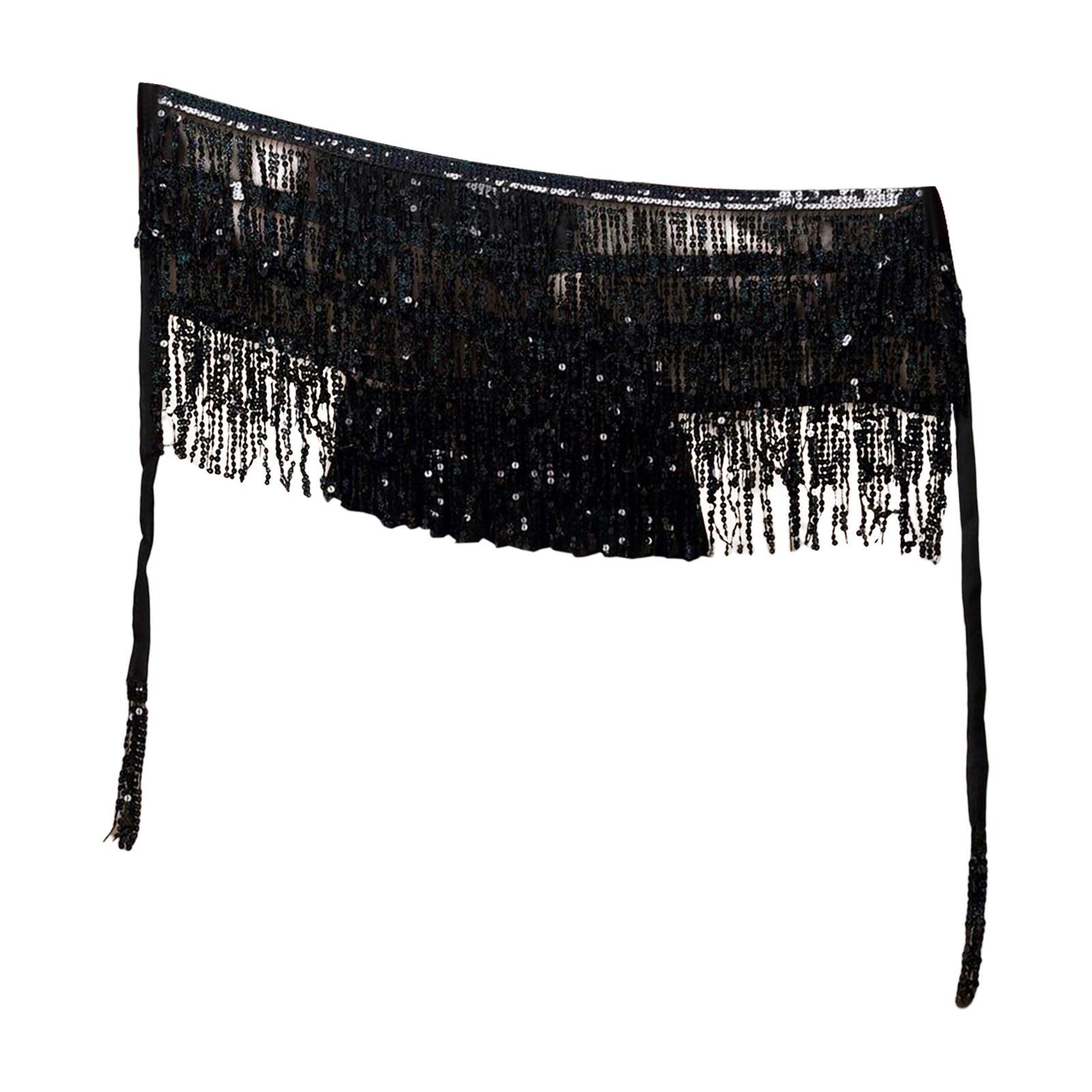 Bohemian Belly Dance Skirt Waist Chain Sequined Tassel Sequins Fringe Costume for Party