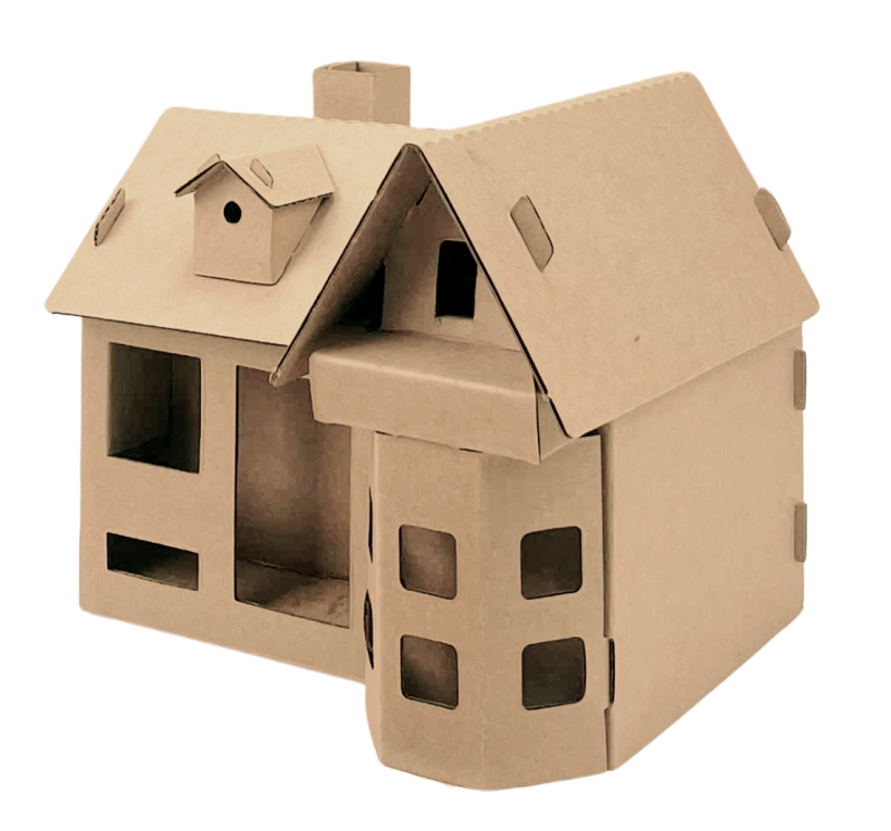 MFK07D - 19x14x25 cm - Mô hình ngôi nhà lắp ráp từ bìa carton cao cấp, nhà giấy carton mini sáng tạo