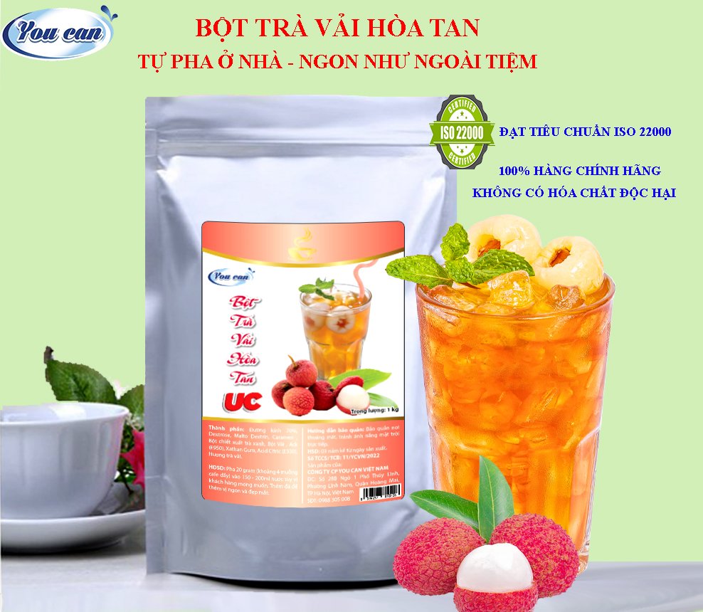Trà Vải Hòa Tan UC hàng chính hãng/ Bột trà hoa quả PHA SẴN SIÊU NHANH thơm ngon chuẩn vị.