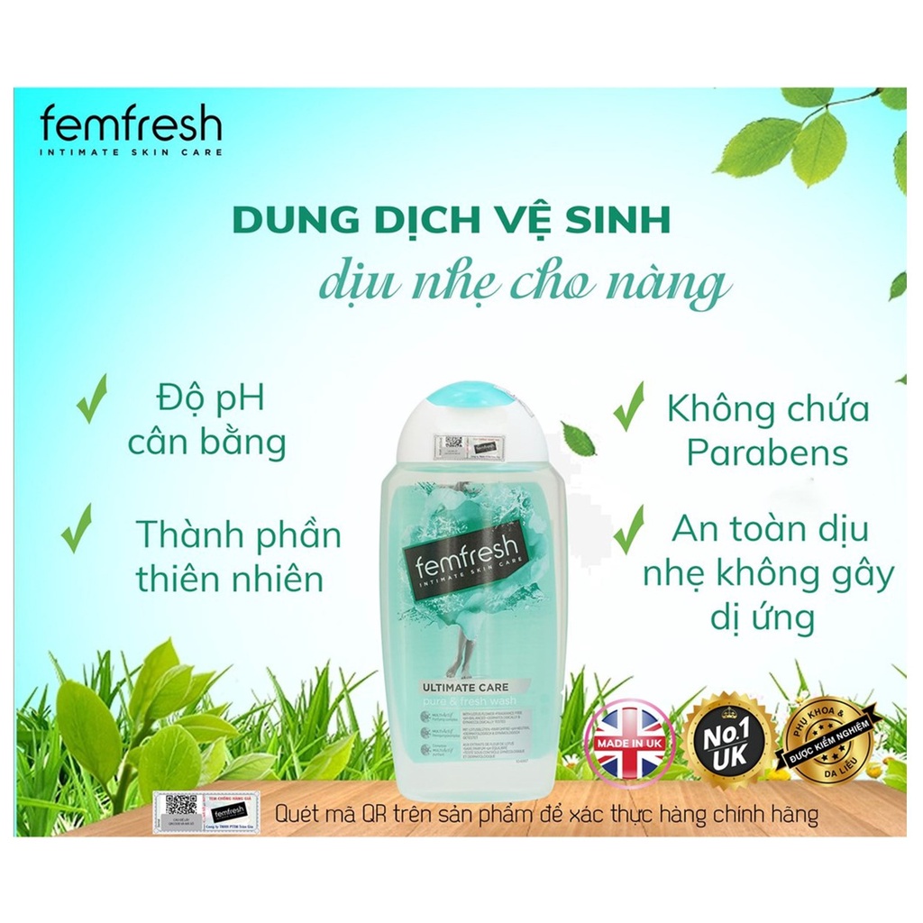 Dung dịch vệ sinh cho cả nữ và nam Femfresh Anh giúp làm sạch sẽ, thơm mát, ngăn ngừa viêm, ngứa, nấm phụ khoa - OZ Slim Store