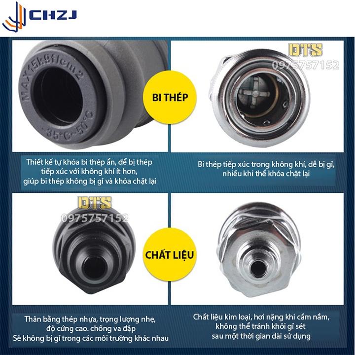 Bộ 15m ống dây hơi khí nén EVA Đài Loan CHZJ 5x8mm, khớp nối nhanh SPPP tự động, chịu áp lực suất cao, độ bền vượt trội
