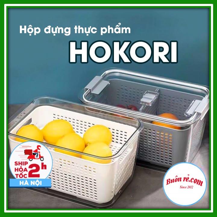 Hộp đựng thực phẩm tủ lạnh 2 lớp Hokori tiện lợi , dễ dàng bảo quản thức ăn, có lỗ thoát nước br01542