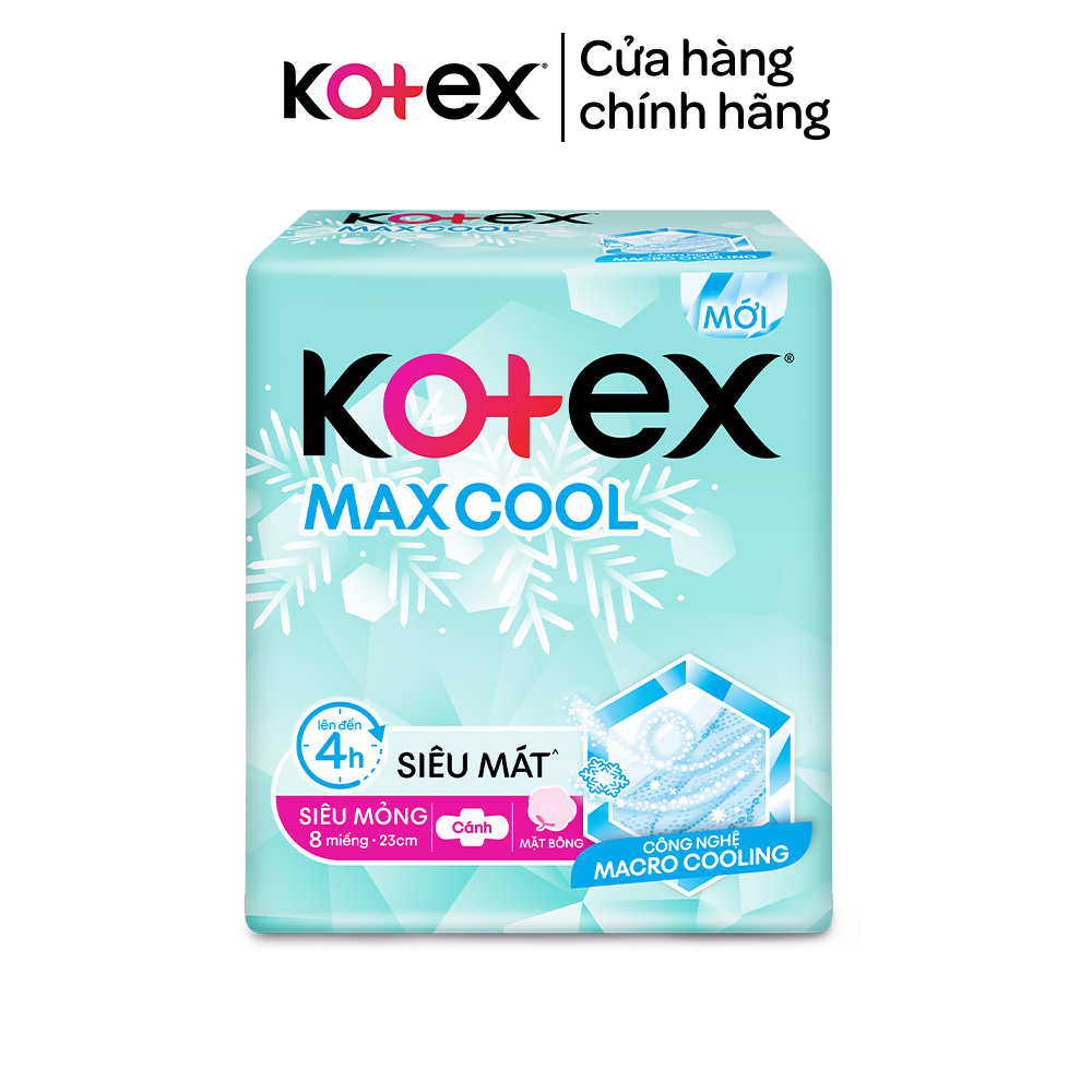 Băng vệ sinh Kotex Max Cool siêu mỏng cánh 8 miếng