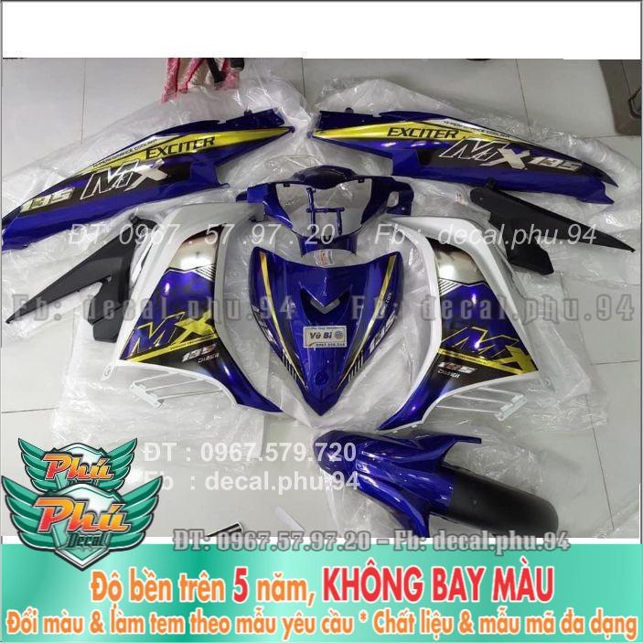 Tem rời Exciter 135 Mx xanh trắng Crom