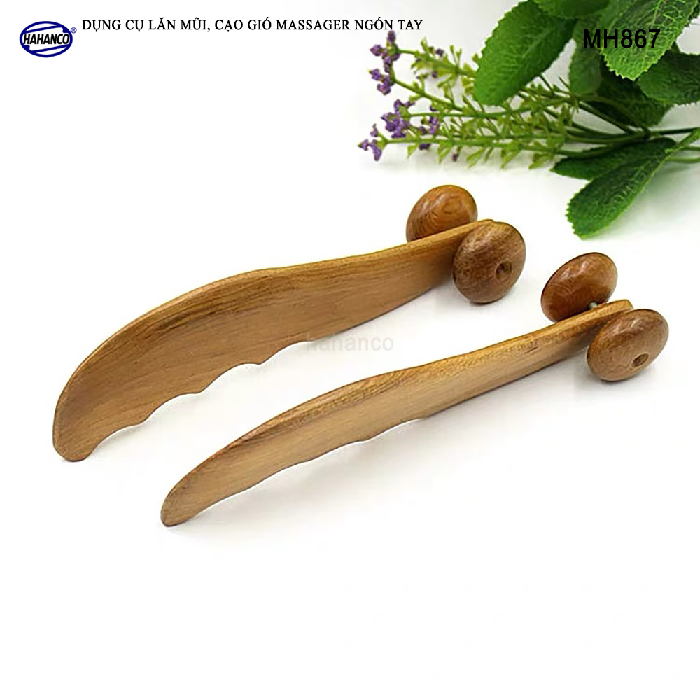 Dụng cụ lăn mũi và Mát xa ngón tay, cạo gió ấn huyệt bằng Gỗ Bách Xanh hình răng cưa Chăm sóc sức khỏe