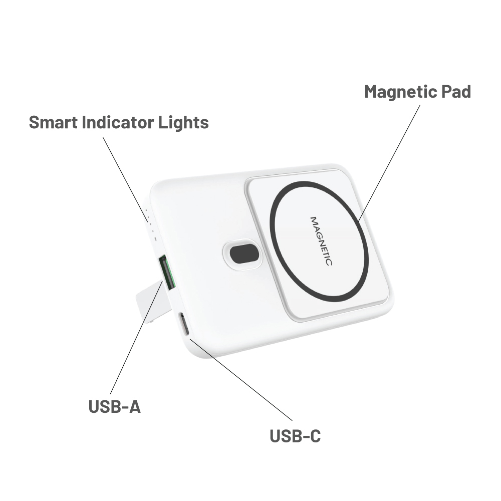 Pin Dự Phòng Mazer Infinite Boost Mag Stand Mini Qi Wireless 10000mAh/15W- hàng chính hãng