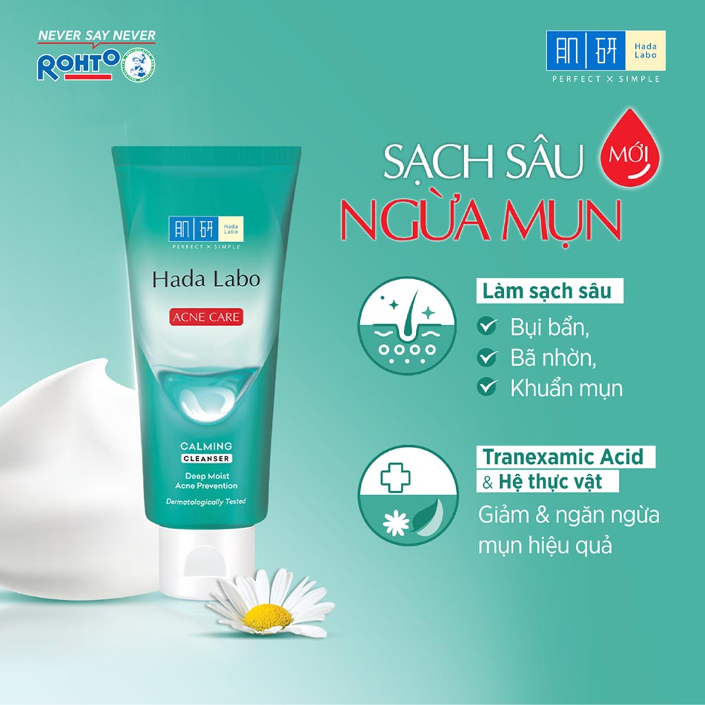 Kem Rửa Mặt Hada Labo Sạch Sâu Và Ngăn Ngừa Mụn Acne Care Calming Cleanser 80g