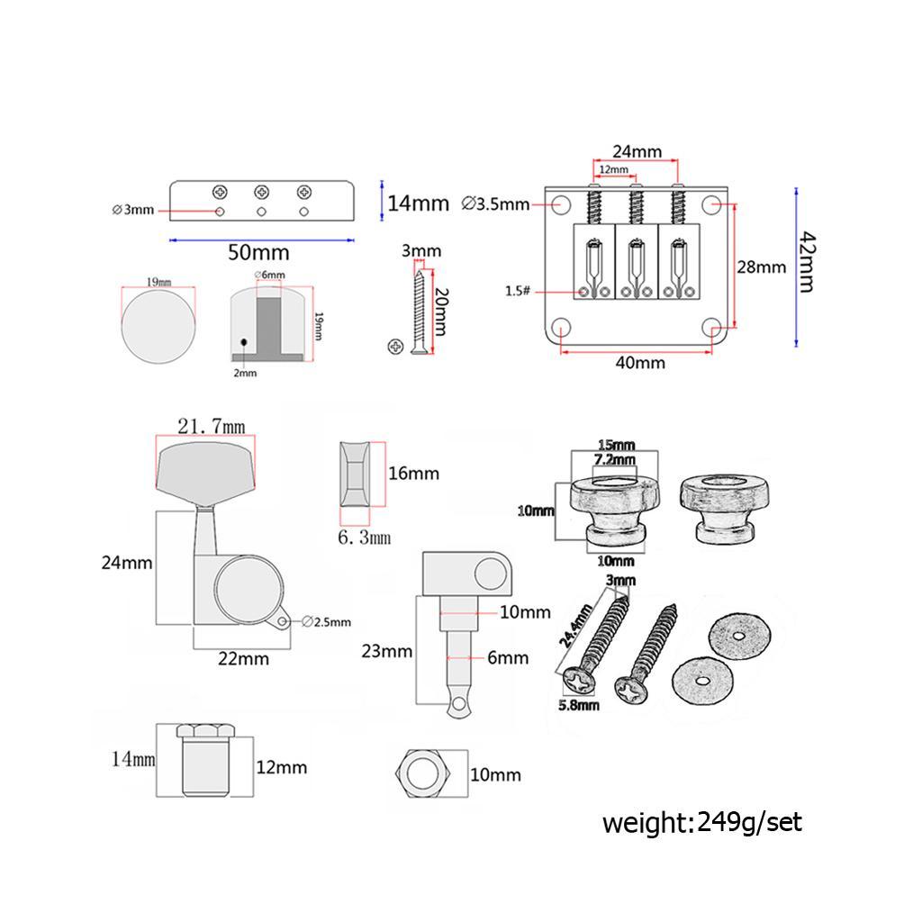 2 Set  Box Guitar Tremolo Bridge Set Spring  Wrench Tools Bronze