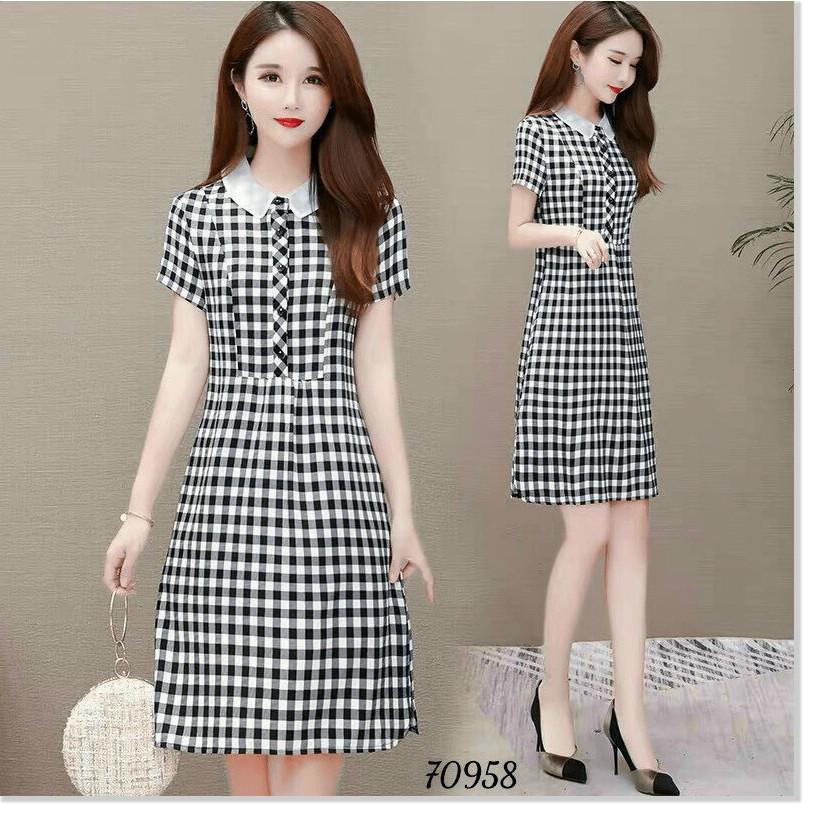ĐẦM LỤA CARO DÁM SUÔNG THÍCH HỢP CHO CÁC BAN NỮ ĐI DỰ TIỆC,ĐI CHƠI.... THỜI TRANG MỚI KME