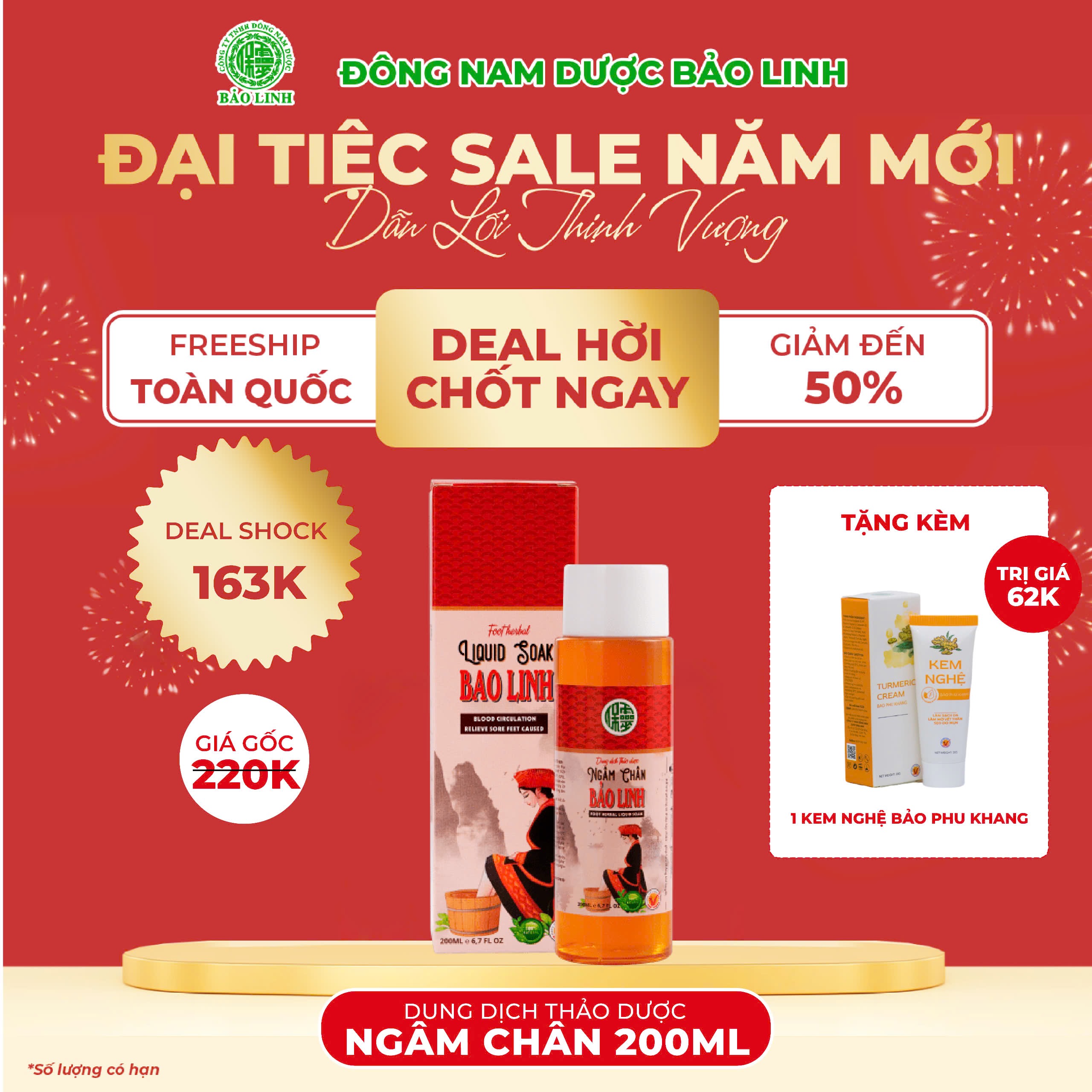 Nước Ngâm Chân Thảo Dược  Bảo Linh 200ml, Chiết xuất thảo dược, dùng siêu tiết kiệm, Dưỡng da chân, Khử mùi hôi chân, Lưu thông khí huyết