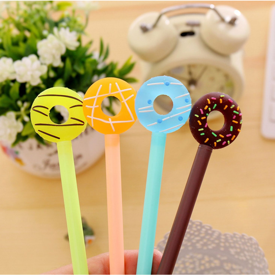 Bút Bi Viết Bánh Vòng Siêu Dễ Thương - Bút Bi Nước Văn Phòng Mực Đen