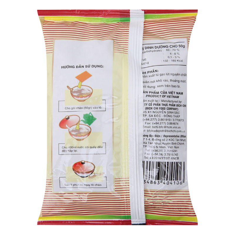 Thùng 50 Gói Cháo Gạo Lứt Bích Chi (50g/Gói)