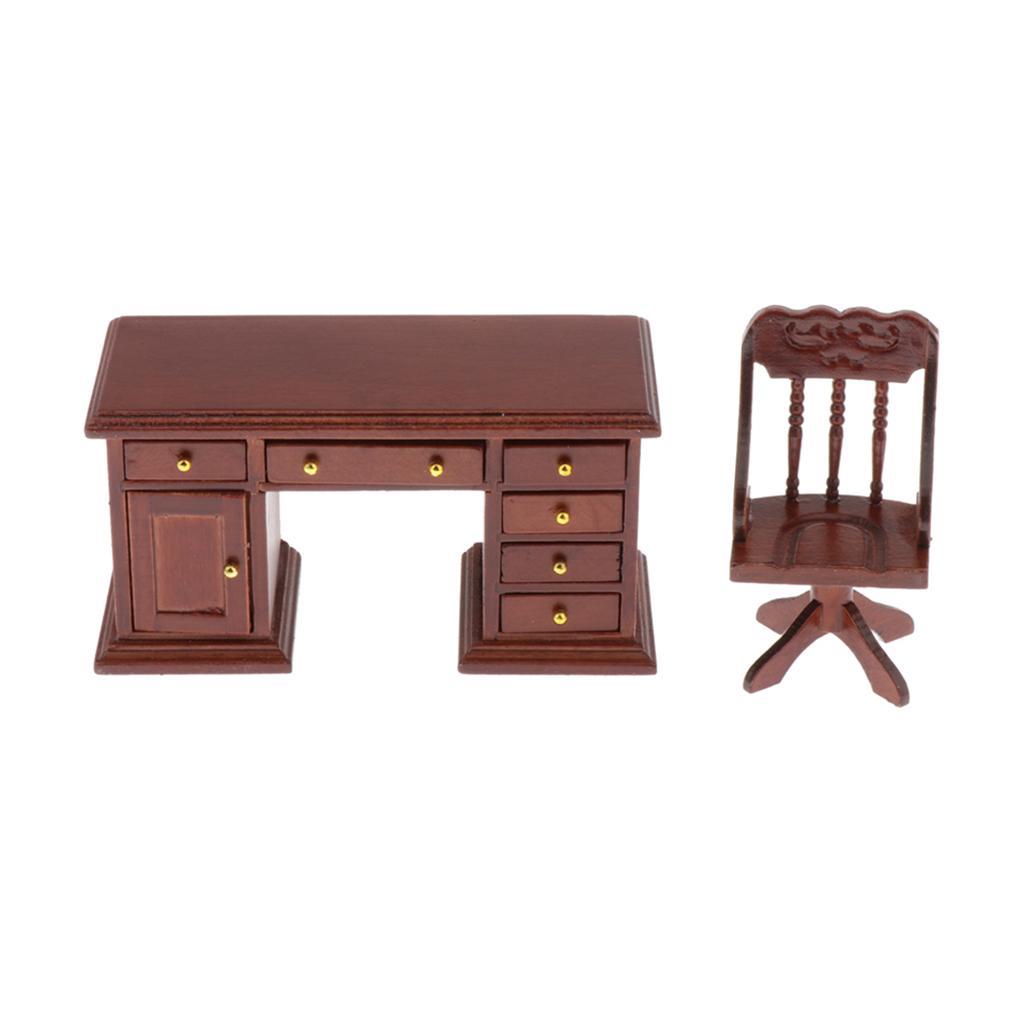 1/12 Dollhouse Miniature Wooden Bedroom Furniture Kit Chair Decor