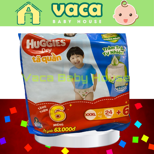 TÃ QUẦN HUGGIES SIZE XXXL24 MIẾNG TẶNG 6 MIẾNG (MỚI)