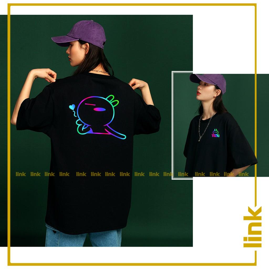 Áo thun phản quang TUZKI đa sắc siêu bựa tay lỡ dáng rộng