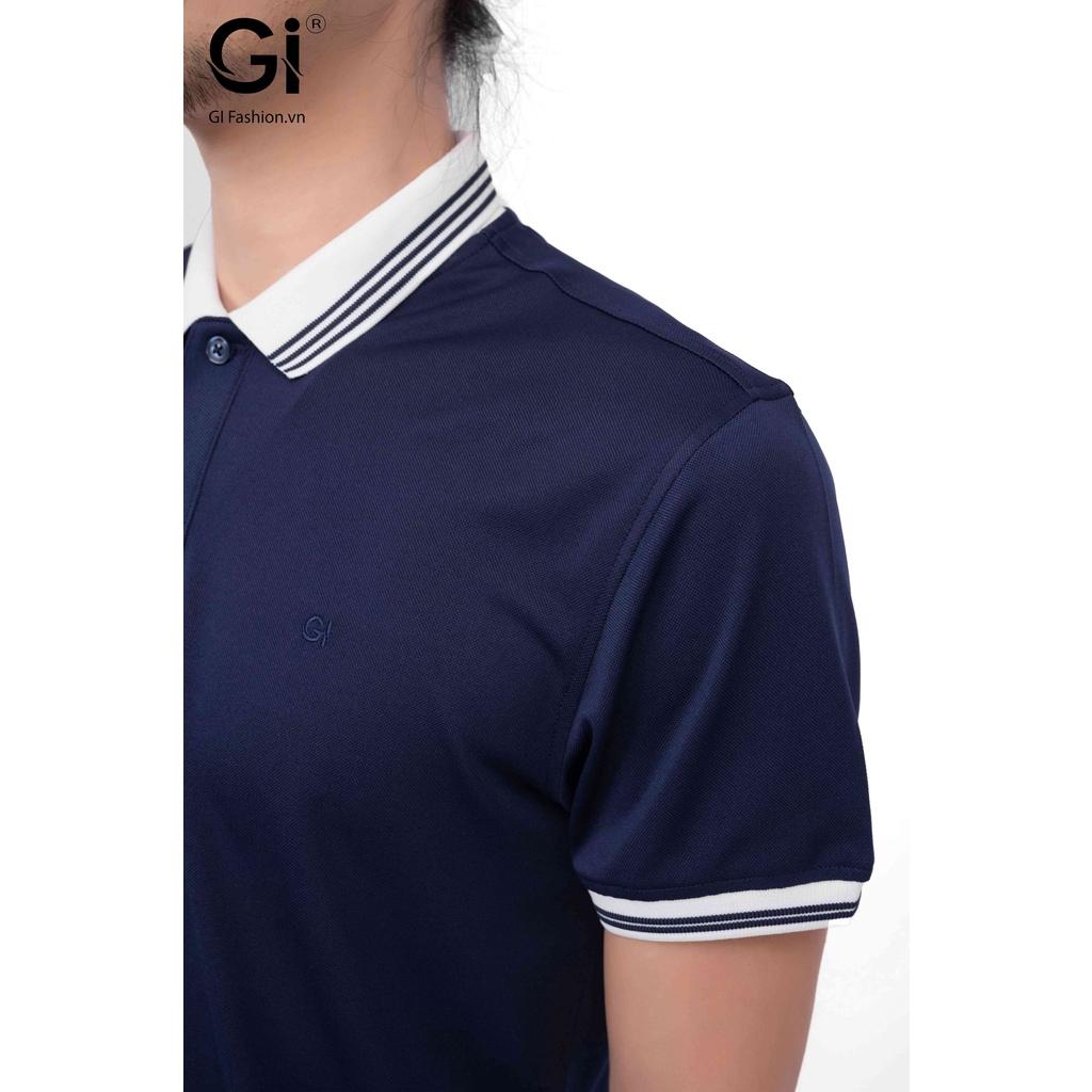 Áo polo nam GI, màu xanh Navy chất liệu cá sấu poly
