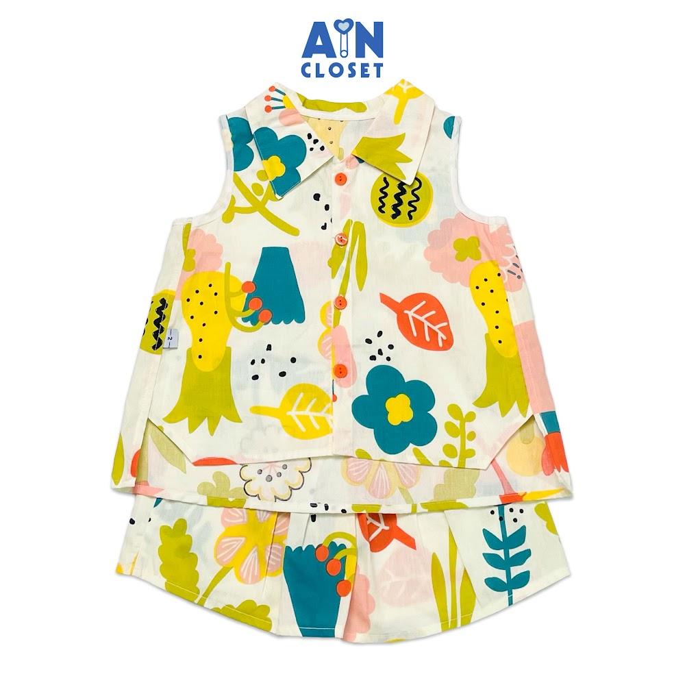 Hình ảnh Bộ quần áo ngắn bé gái họa tiết Hoa lá quần váy cotton - AICDME8HKSQN - AIN Closet
