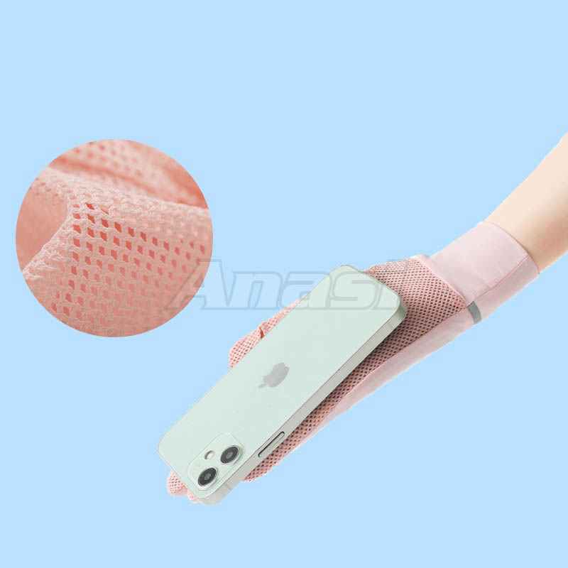 Găng tay chống nắng nữ lụa băng cắt ngón chống trượt Anasi ETM88