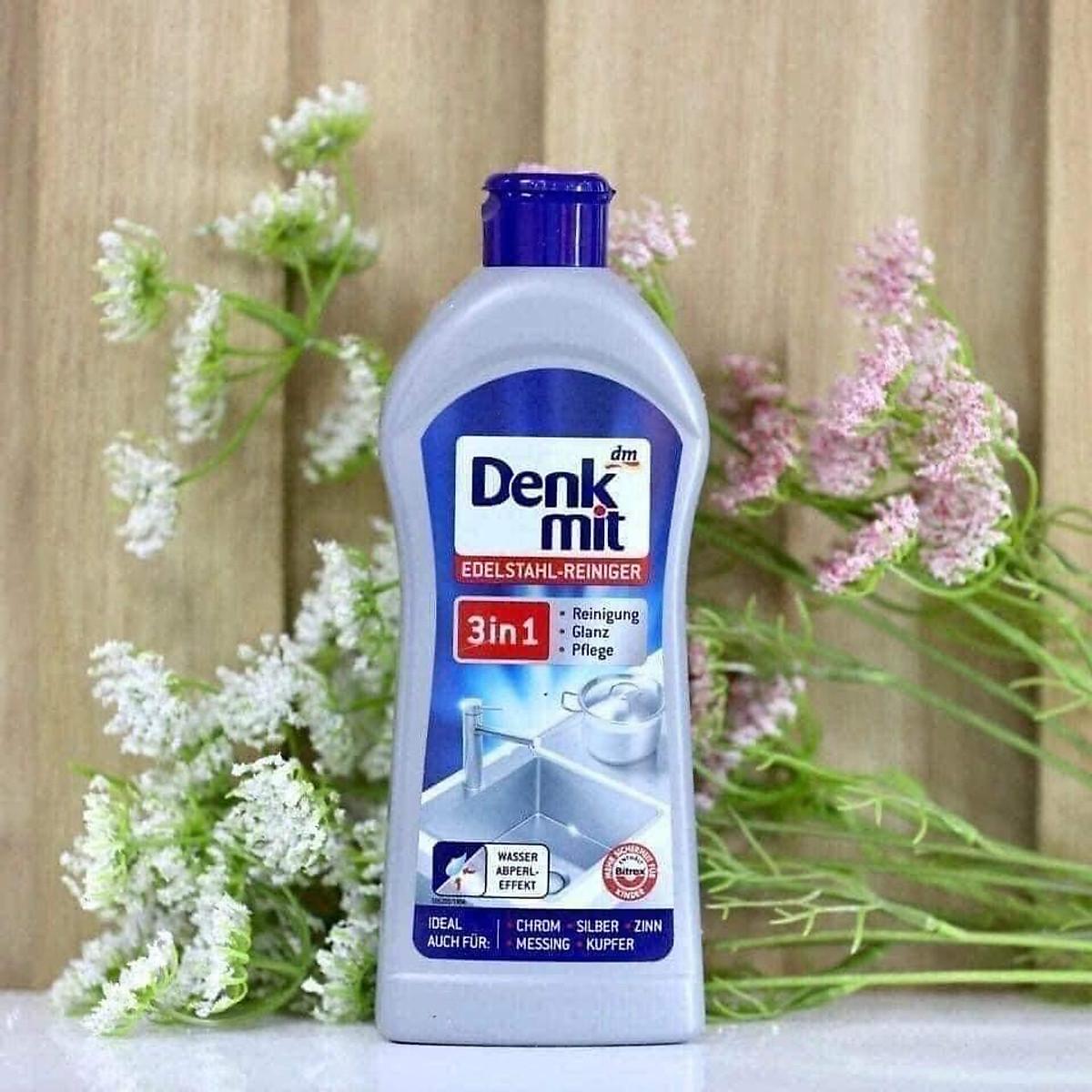 Chai Nước Tẩy Rửa Đa Năng Inox Denkmit 3in1 Giúp Tẩy Sạch, Làm Bóng Mọi Bề Mặt Inox, Dung Tích 300ml, Nhập Đức
