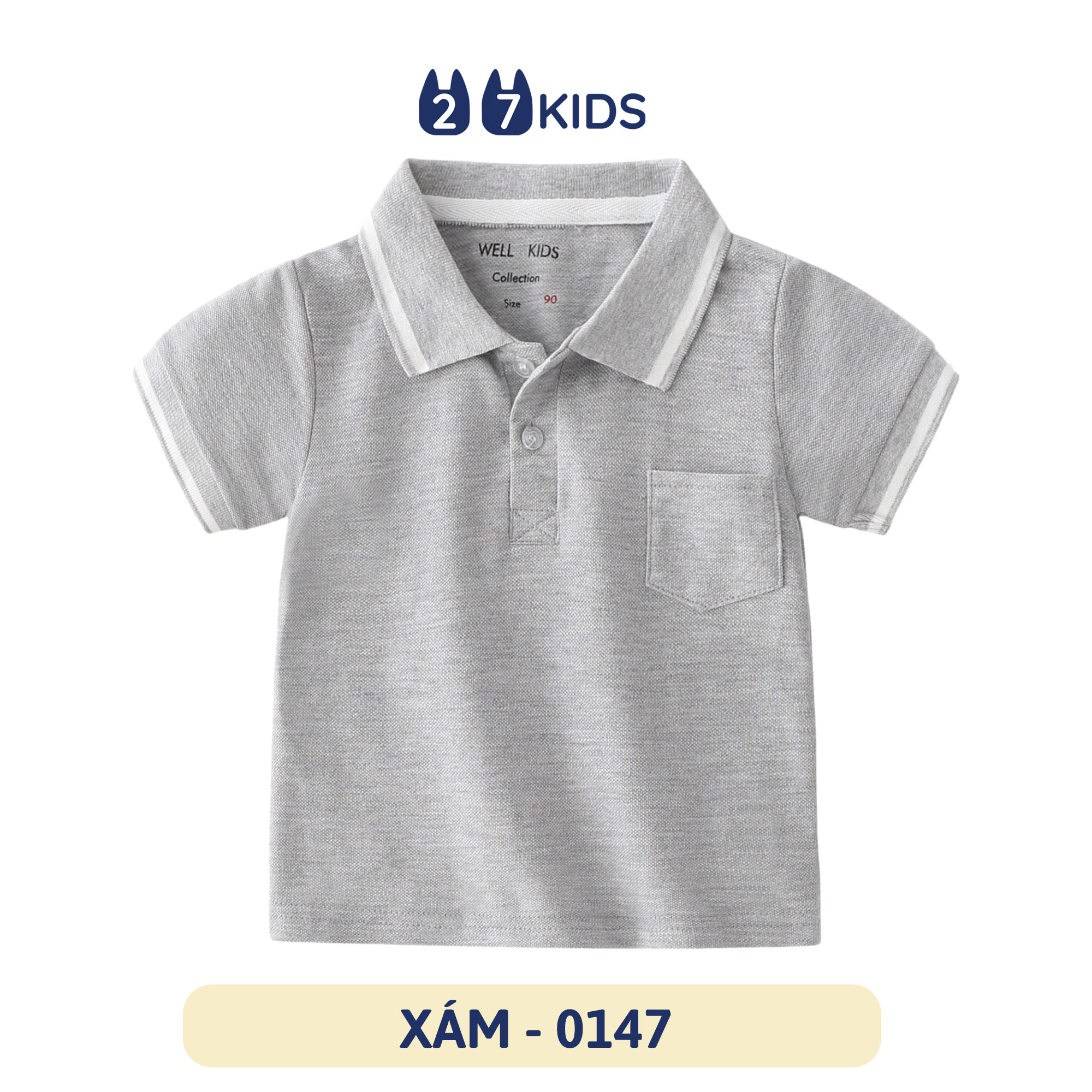 Áo Polo bé trai ngắn tay 27Kids WELLKIDS áo thun sơ mi cộc nam cho trẻ từ 2-8 tuổi BSPO4