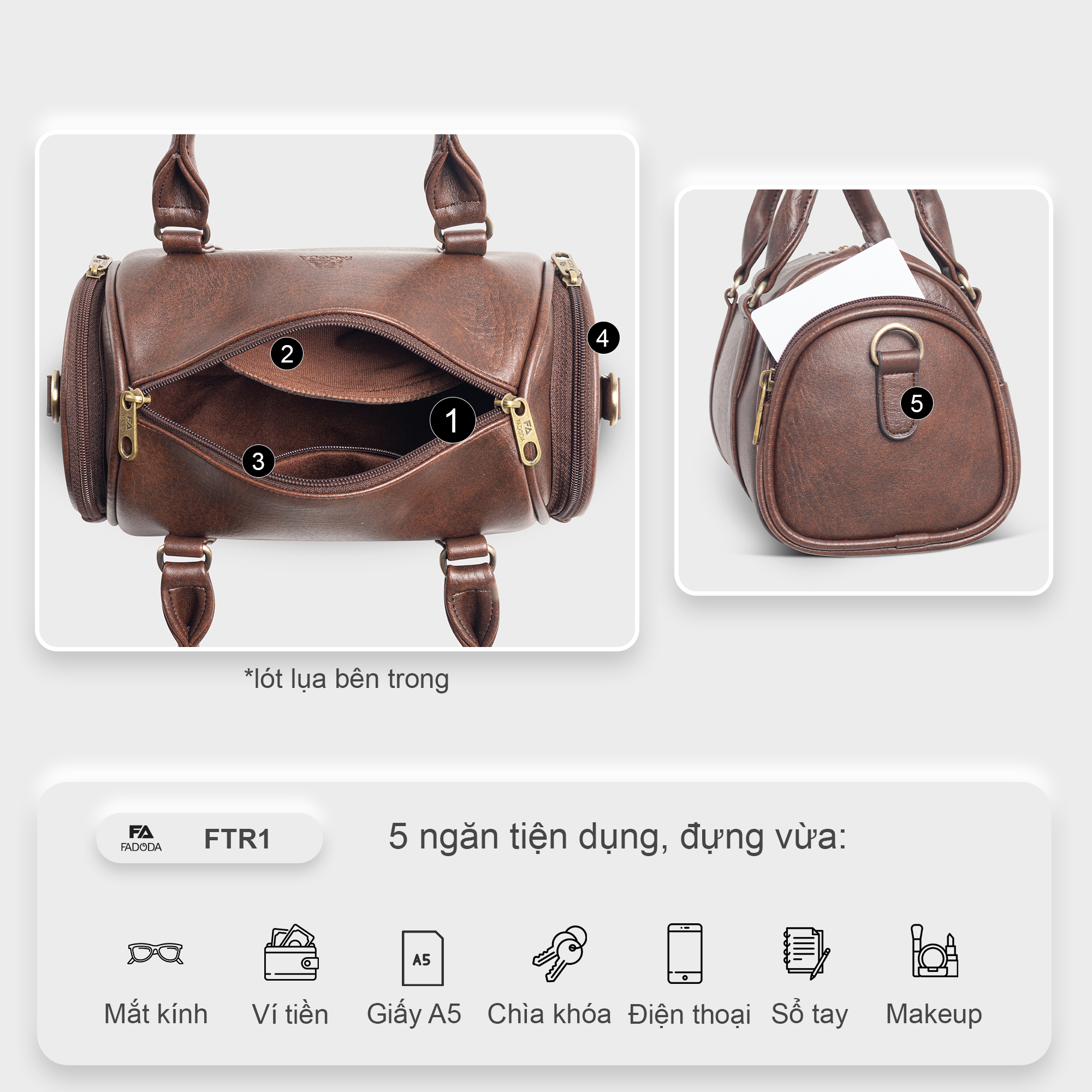 Túi trống mini đeo chéo thời trang Fadoda FTR1