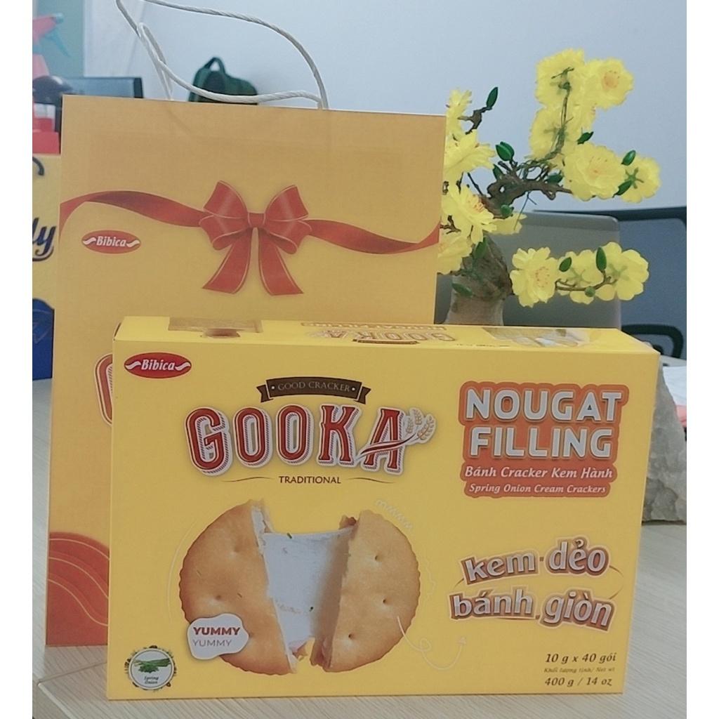 Bánh Gooka cracker Nougat Filling Hành HG 400g-Bibica kèm túi giấy